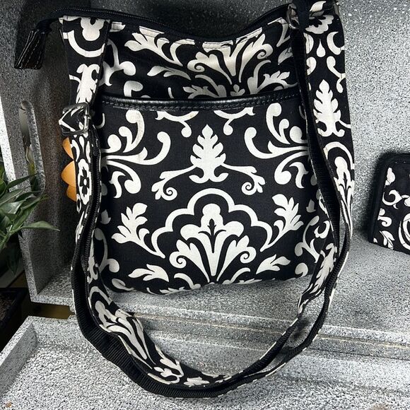 Thirty-One Organizing Shoulder Bag  Purse & Wallet Set Black Parision Pop - Picture 2 of 11